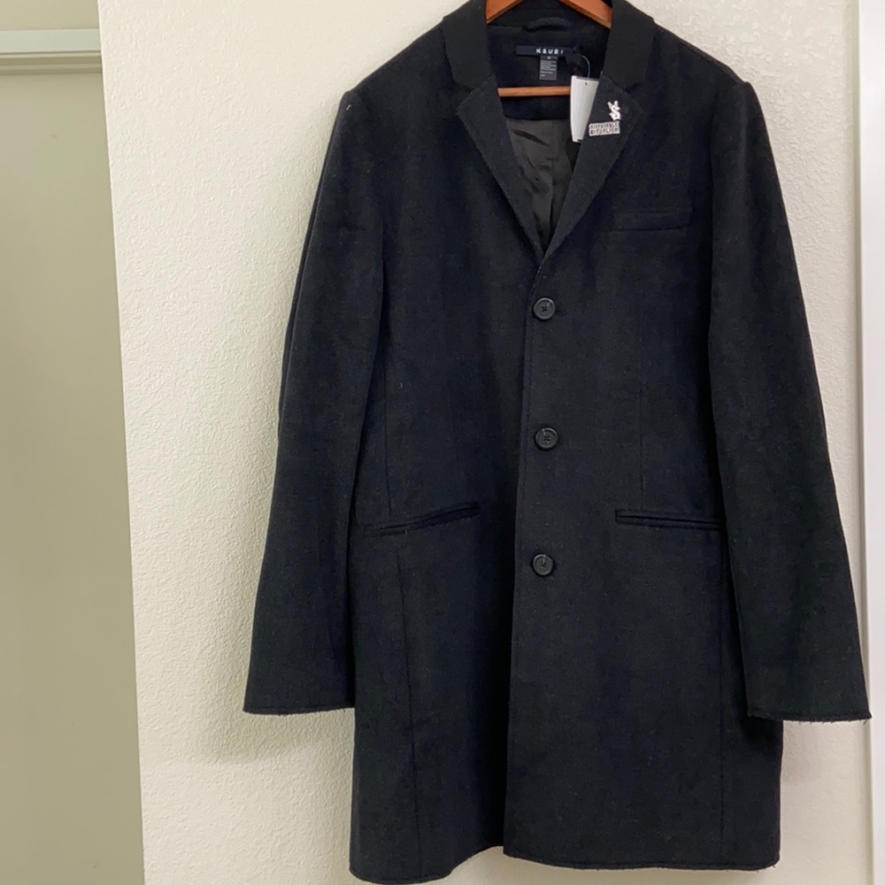 KSUBI BLACK TRENCH WOOL COAT